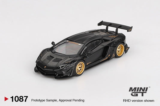 * PRE ORDER * MINI GT #1087 1/64 LB★WORKS Lamborghini Aventador Limited Edition Matte Black ( RHD)