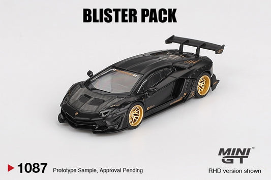 * PRE ORDER * MINI GT #1087 1/64 LB★WORKS Lamborghini Aventador Limited Edition Matte Black ( RHD) - BLISTER PACK