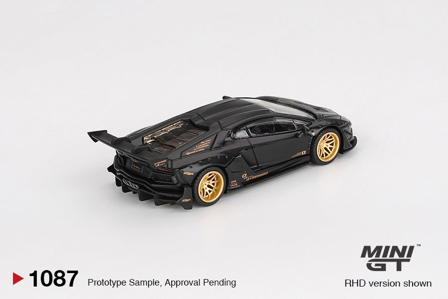 * PRE ORDER * MINI GT #1087 1/64 LB★WORKS Lamborghini Aventador Limited Edition Matte Black ( RHD)