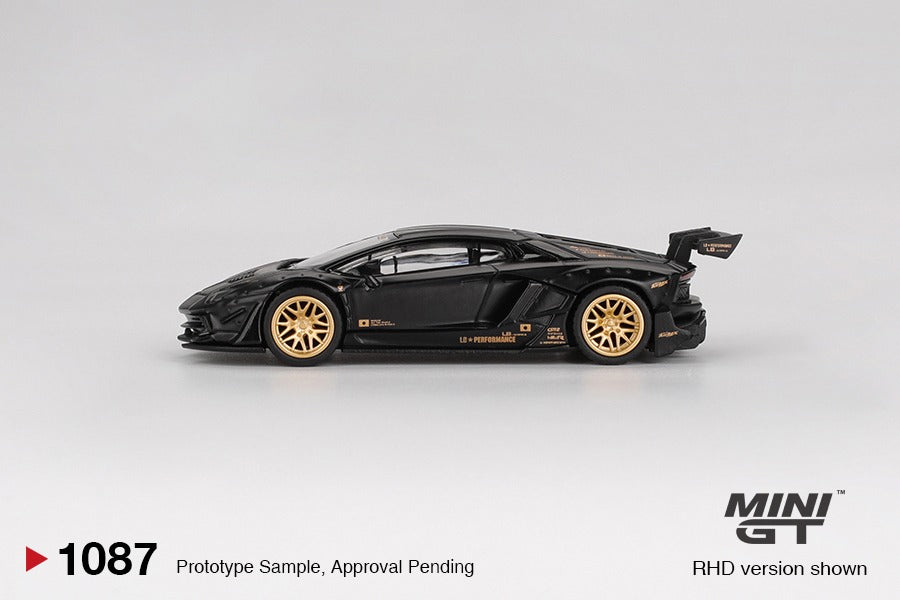 * PRE ORDER * MINI GT #1087 1/64 LB★WORKS Lamborghini Aventador Limited Edition Matte Black ( RHD)