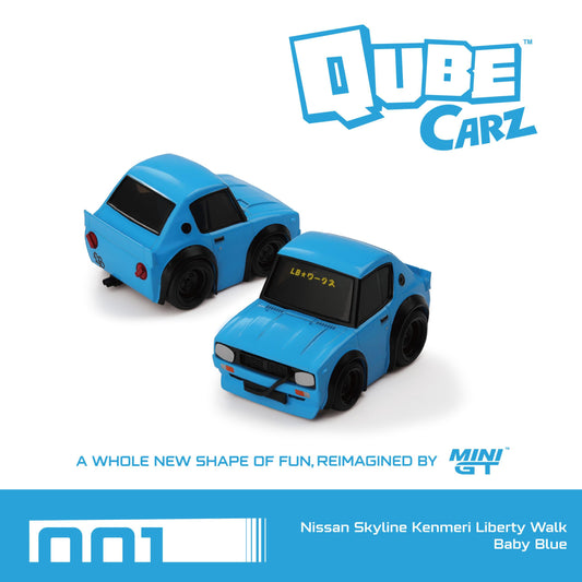 * PRE ORDER * MINI GT QubeCarz Nissan Skyline Kenmeri Liberty Walk Baby Blue QZ00101-BL