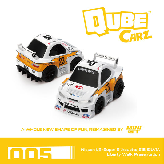 * PRE ORDER * MINI GT QubeCarz Nissan LB-Super Silhouette S15 SILVIA Liberty Walk Presentation QZ00501-BL