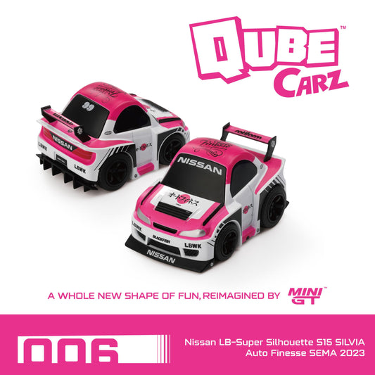 * PRE ORDER * MINI GT QubeCarz Nissan LB-Super Silhouette S15 SILVIA Auto Finesse SEMA 2023 QZ00601-BL