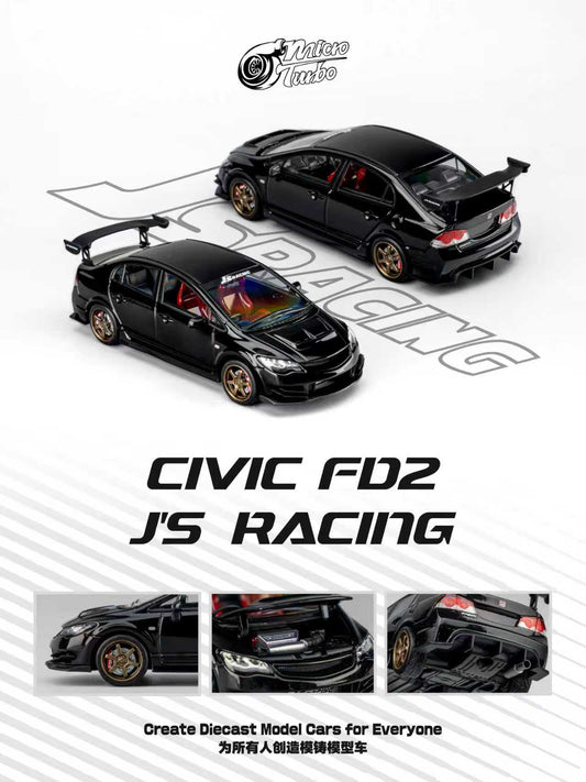 * PRE ORDER * MicroTurbo MT 1/64 Honda Civic FD2 TYPE R J's Racing Metallic Black
