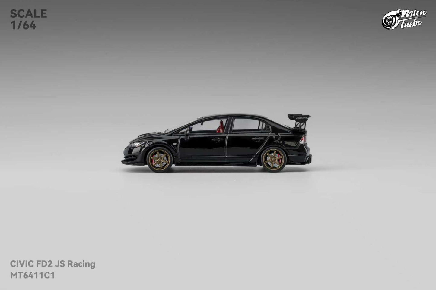 * PRE ORDER * MicroTurbo MT 1/64 Honda Civic FD2 TYPE R J's Racing Metallic Black