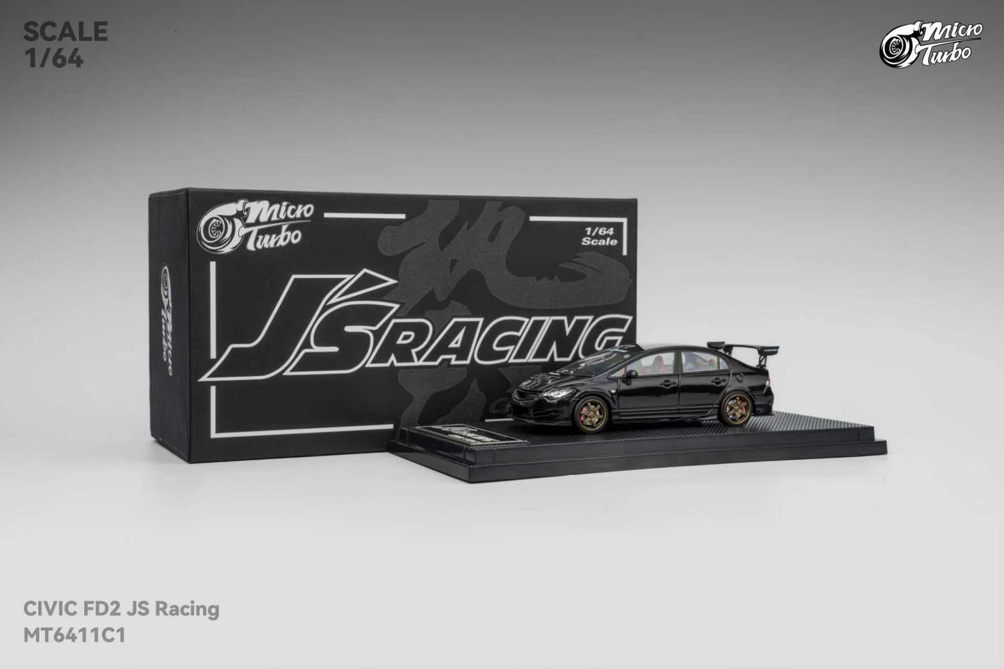 * PRE ORDER * MicroTurbo MT 1/64 Honda Civic FD2 TYPE R J's Racing Metallic Black