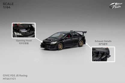 * PRE ORDER * MicroTurbo MT 1/64 Honda Civic FD2 TYPE R J's Racing Metallic Black