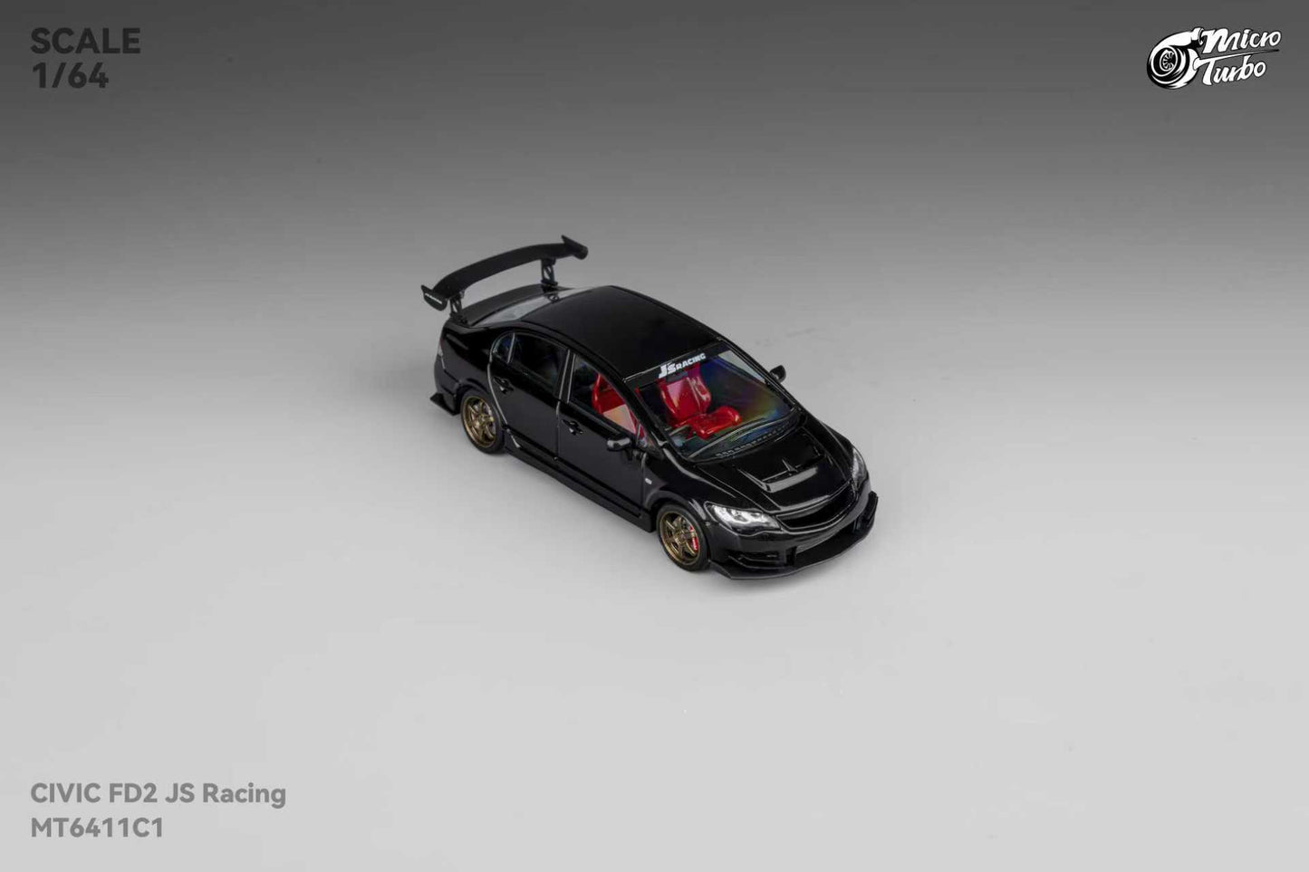 * PRE ORDER * MicroTurbo MT 1/64 Honda Civic FD2 TYPE R J's Racing Metallic Black