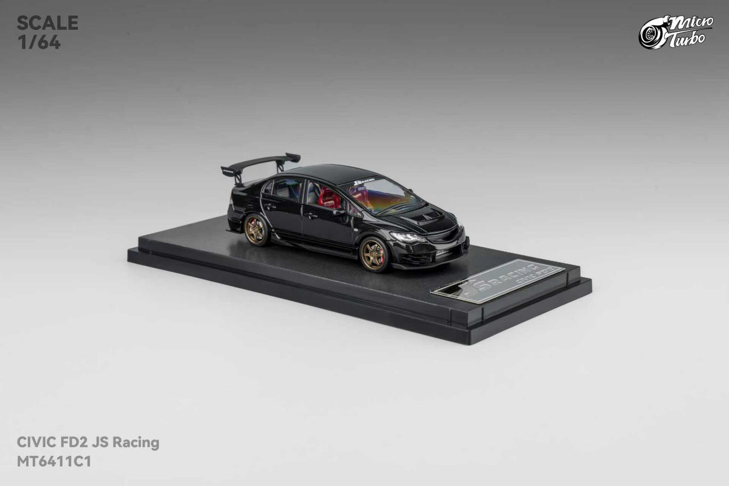 * PRE ORDER * MicroTurbo MT 1/64 Honda Civic FD2 TYPE R J's Racing Metallic Black
