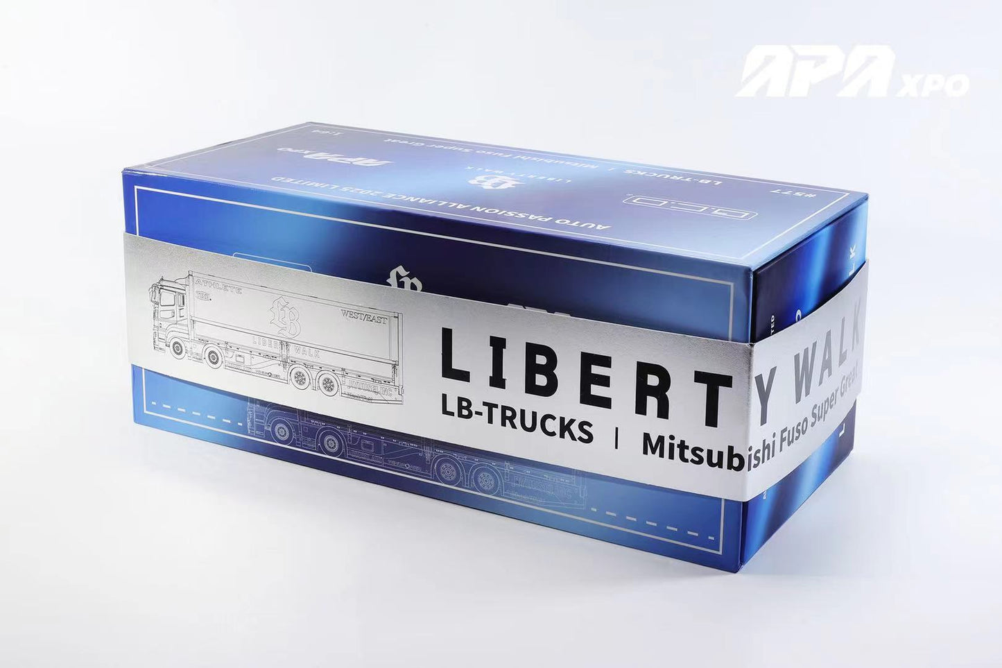 * PRE ORDER * GCD 1/64 LBWK Mitsubishi LB-Tucks Fuso Super Great 2025 Foshan APA XPO Exclusive Chrome Blue(577)