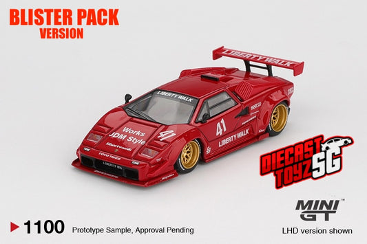 * PRE ORDER * MINI GT #1100 1/64 Lamborghini Countach LB-WORKS Red (RHD) - BLISTER PACK