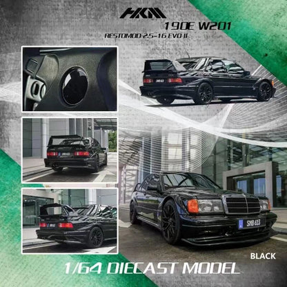 HKM 1/64 Black 190E W201 2.5-16 Evo II Sedan Sports