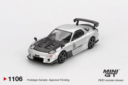 * PRE ORDER * MINI GT #1106 1/64 Mazda RX-7 RE-Amemiya Silver Metallic (RHD)