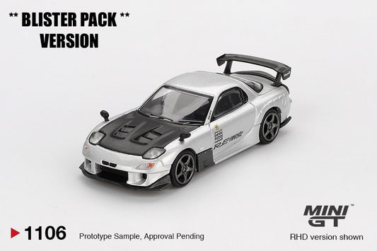 * PRE ORDER * MINI GT #1106 1/64 Mazda RX-7 RE-Amemiya Silver Metallic * BLISTER PACK *
