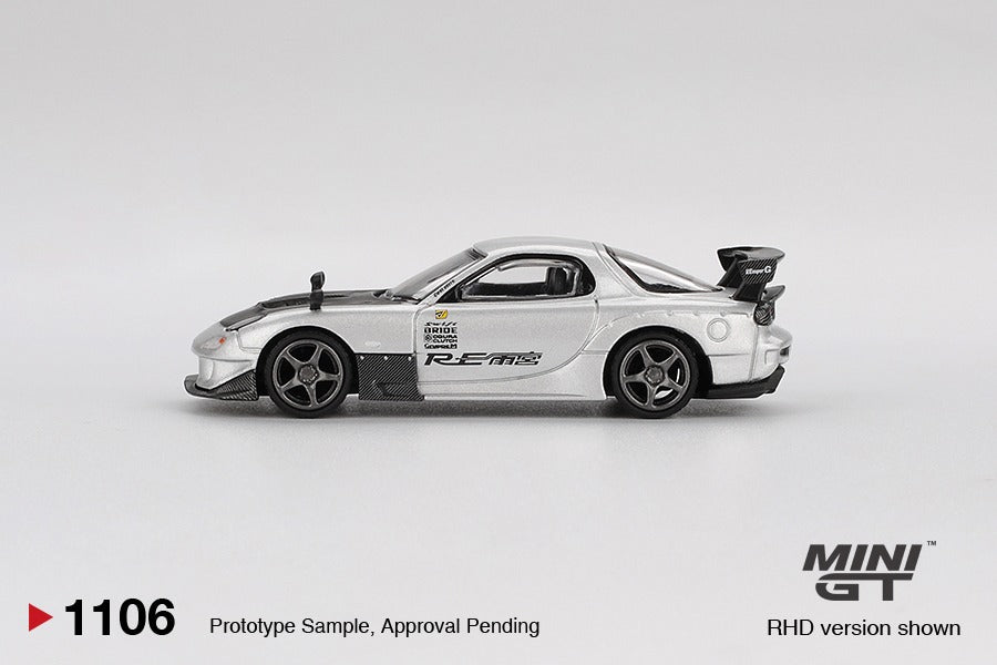 * PRE ORDER * MINI GT #1106 1/64 Mazda RX-7 RE-Amemiya Silver Metallic * BLISTER PACK *