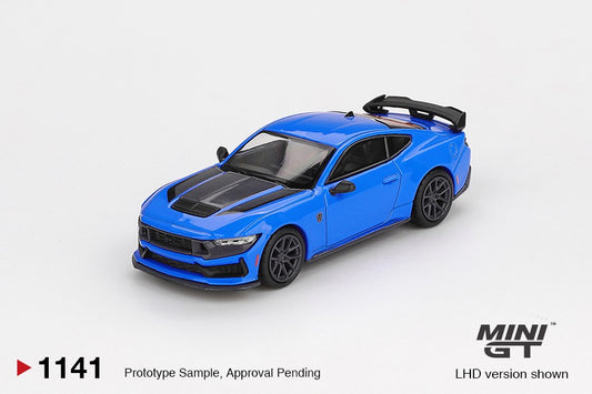 * PRE ORDER * MINI GT #1141 1/64 Ford Mustang Dark Horse 2024 Grabber Blue (RHD)