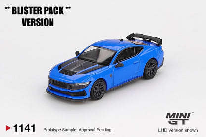 * PRE ORDER * MINI GT #1141 1/64 Ford Mustang Dark Horse 2024 Grabber Blue * BLISTER PACK *
