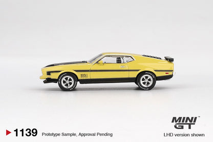 * PRE ORDER * MINI GT #1139 1/64 Ford Mustang Mach1 Grabber Yellow * BLISTER PACK *