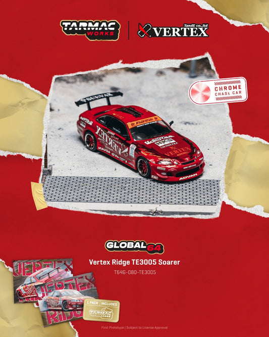 * PRE ORDER * TARMAC WORKS 1/64 Vertex Ridge TE3005 Soarer Model Car + Trading Cards Combo Set