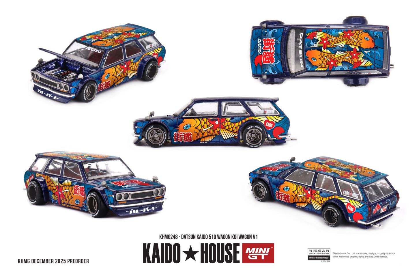 * PRE ORDER * [ Kaido House x MINI GT ] 1/64 DATSUN KAIDO 510 KOI WAGON V1 KHMG248