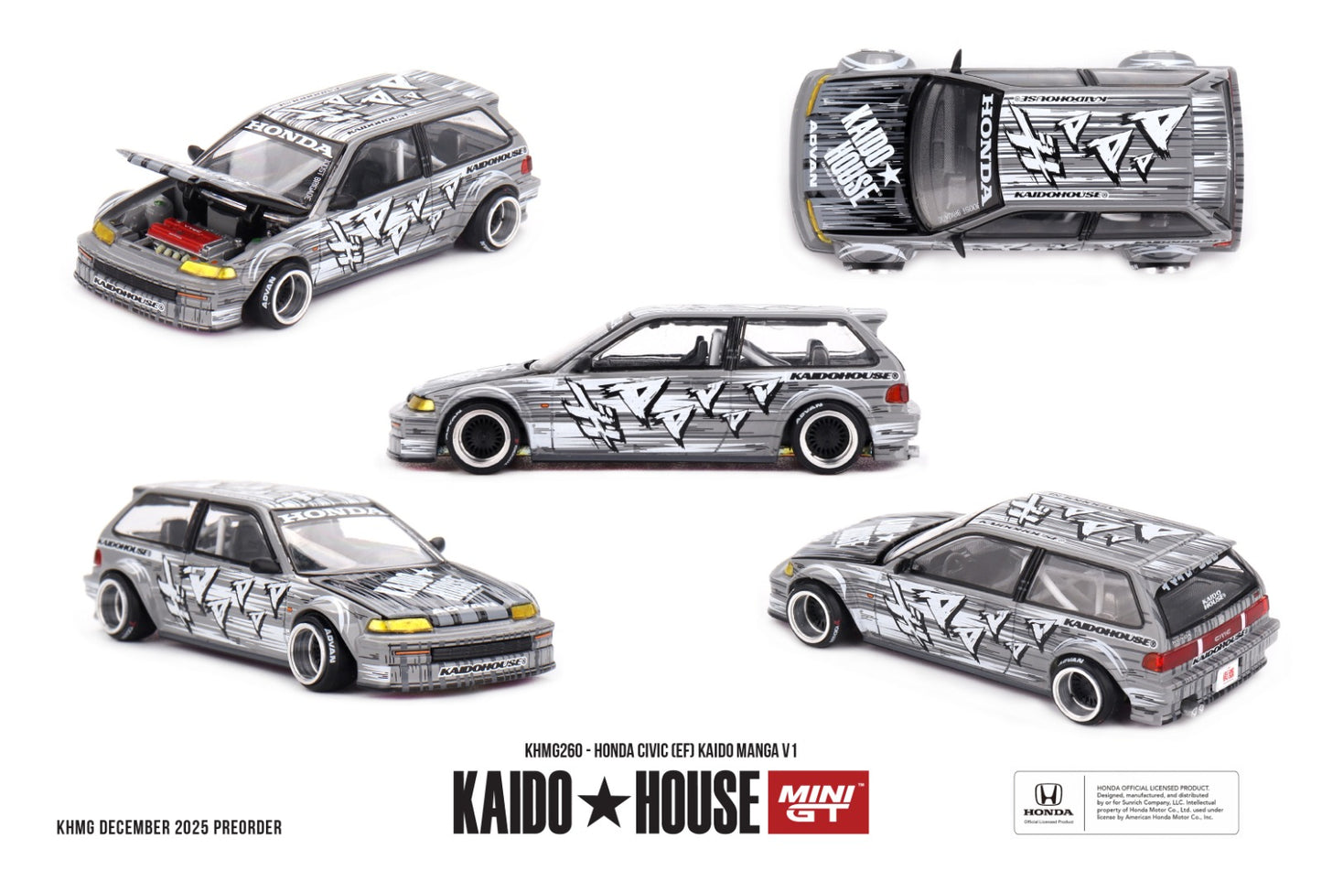 * PRE ORDER * [ Kaido House x MINI GT ] 1/64 HONDA CIVIC (EF) KAIDO MANGA V1 KHMG260