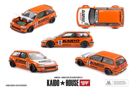 * PRE ORDER * [ Kaido House x MINI GT ] 1/64 Honda Civic (EF) Kaido Sports V1 KHMG265