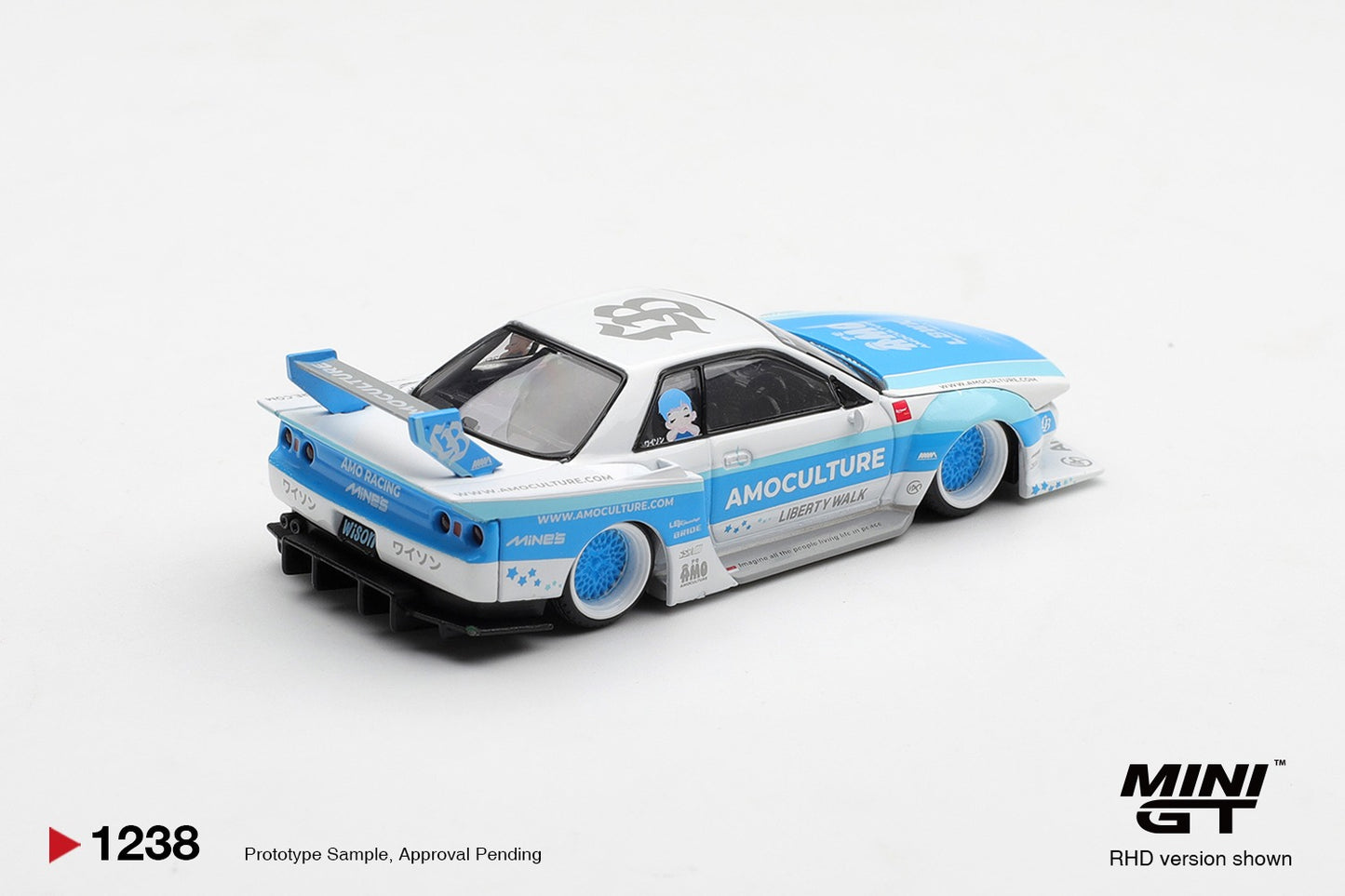 * PRE ORDER * MINI GT #1238 1/64 Nissan Skyline GT-R (R32) LBWK Kaido Works AMOCULTURE (RHD)