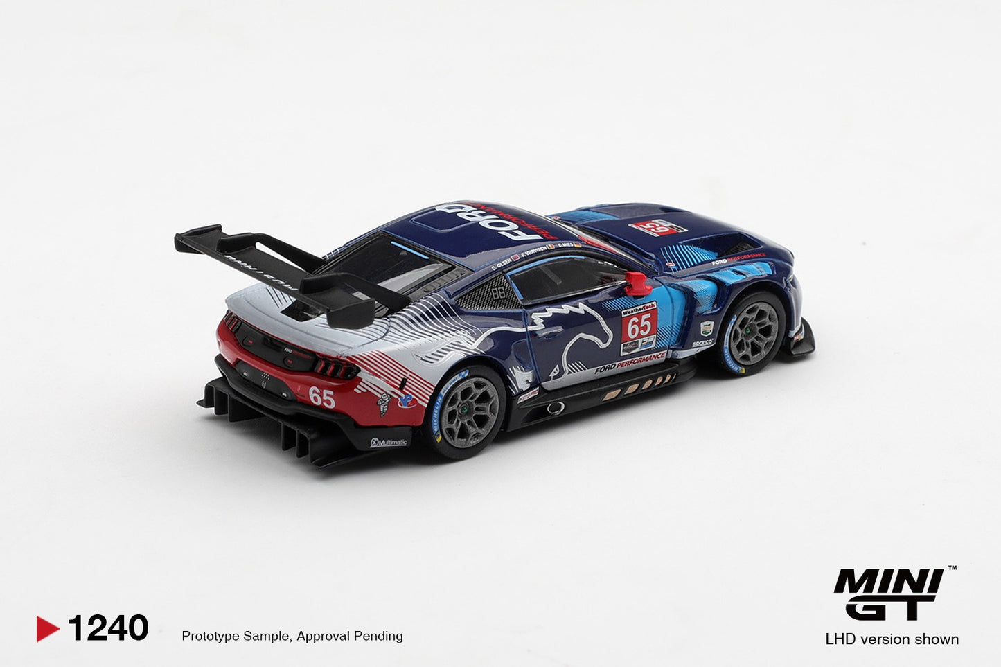 * PRE ORDER * MINI GT #1240 1/64 Ford Mustang GT3 #65 Ford Multimatic Motorsports 2025 IMSA Daytona 24 Hrs Winner