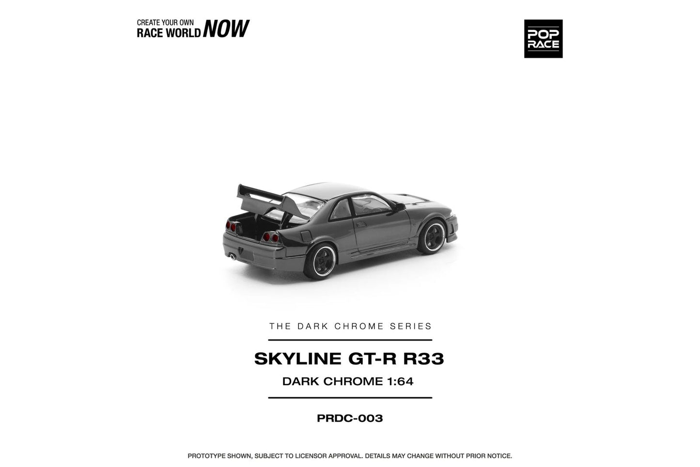 POP RACE 1/64 DARK CHROME SERIES GTR R33 400R PRDC-003