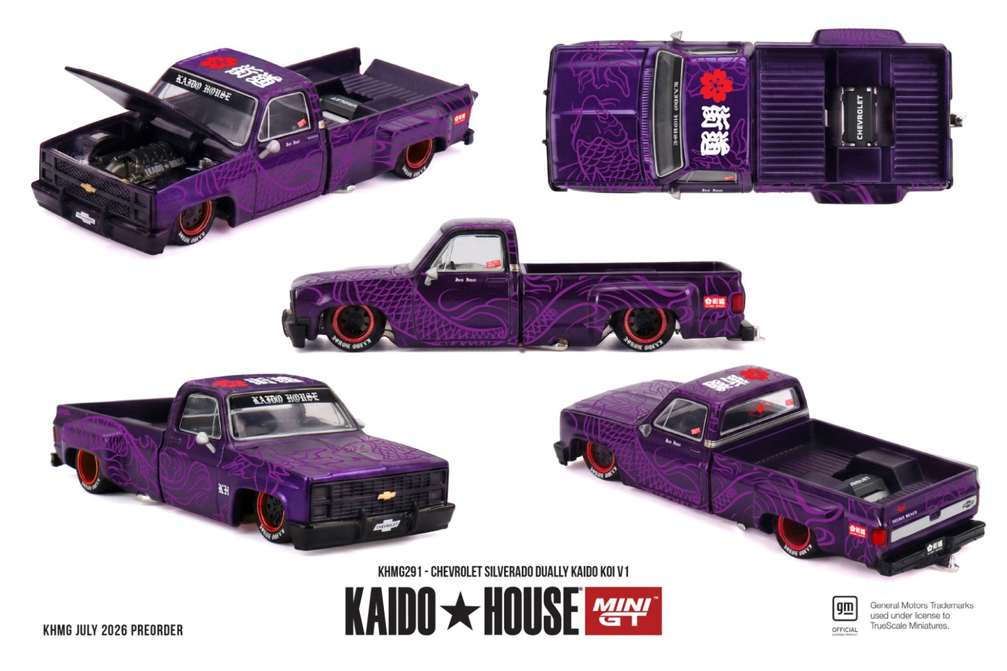 * PRE ORDER * [ Kaido House x MINI GT ] 1/64 Chevrolet Silverado Dually KAIDO Koi V1 KHMG291