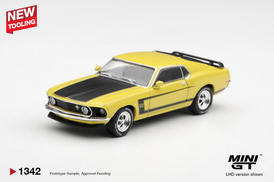 * PRE ORDER * MINI GT #1342 1/64 Ford Mustang Boss 302 1969 Bright Yellow (LHD)