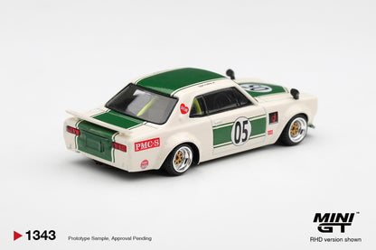 * PRE ORDER * MINI GT #1343 1/64 Nissan Skyline LB-WORKS "HAKOSUKA" White / Green (RHD)