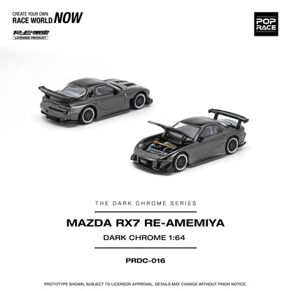 * PRE ORDER * POP RACE 1/64 MAZDA RX-7 RE-AMEMIYA DARK CHROME PRDC016