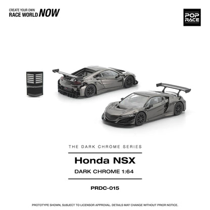 * PRE ORDER * POP RACE 1/64 HONDA NSX GT3 EV022 DARK CHROME PRDC015
