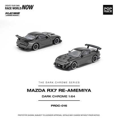 * PRE ORDER * POP RACE 1/64 MAZDA RX-7 RE-AMEMIYA DARK CHROME PRDC016