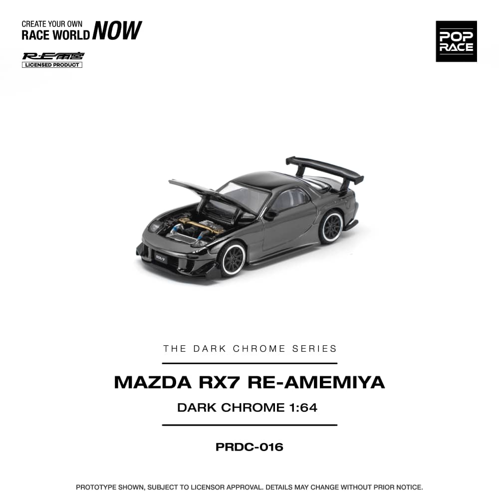 * PRE ORDER * POP RACE 1/64 MAZDA RX-7 RE-AMEMIYA DARK CHROME PRDC016