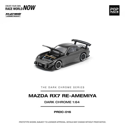 * PRE ORDER * POP RACE 1/64 MAZDA RX-7 RE-AMEMIYA DARK CHROME PRDC016