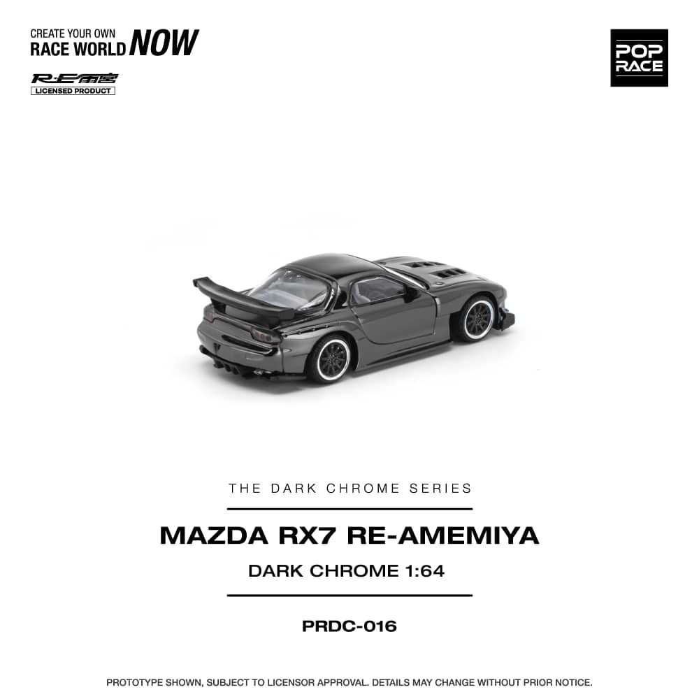 * PRE ORDER * POP RACE 1/64 MAZDA RX-7 RE-AMEMIYA DARK CHROME PRDC016
