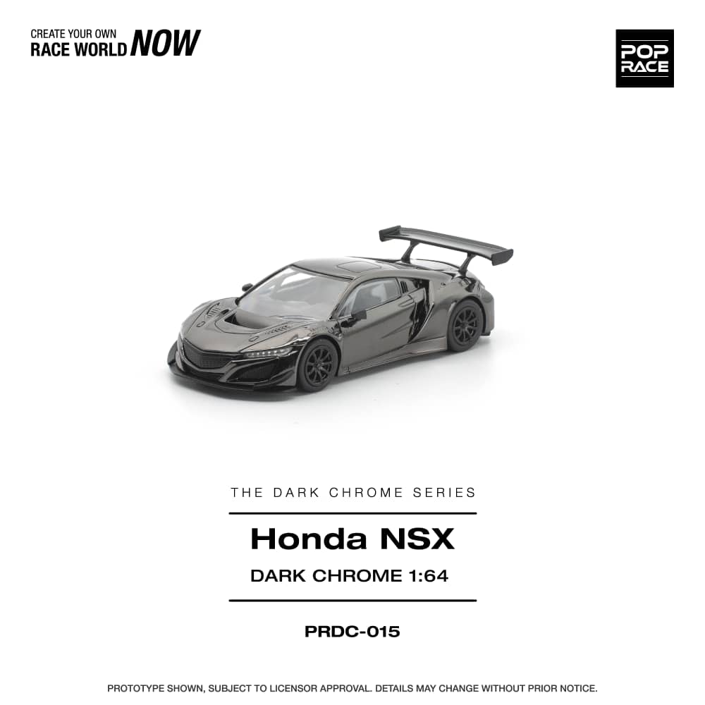 * PRE ORDER * POP RACE 1/64 HONDA NSX GT3 EV022 DARK CHROME PRDC015