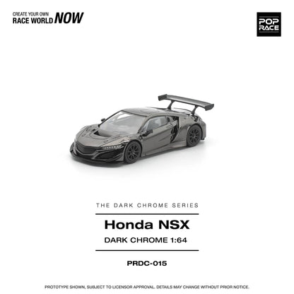 * PRE ORDER * POP RACE 1/64 HONDA NSX GT3 EV022 DARK CHROME PRDC015