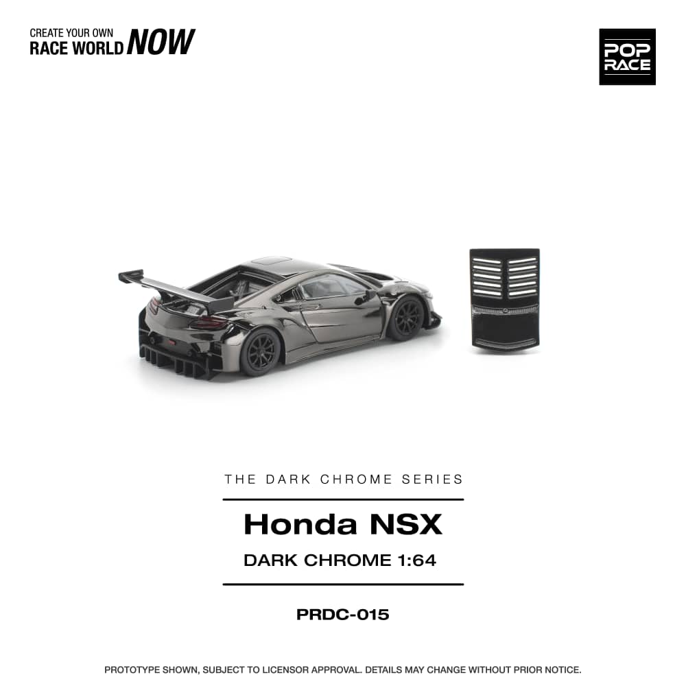 * PRE ORDER * POP RACE 1/64 HONDA NSX GT3 EV022 DARK CHROME PRDC015