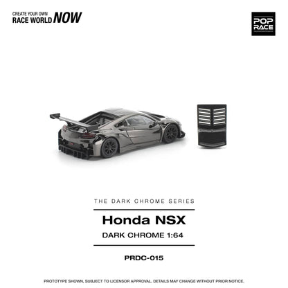 * PRE ORDER * POP RACE 1/64 HONDA NSX GT3 EV022 DARK CHROME PRDC015