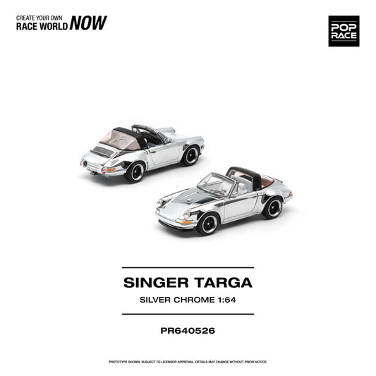 * PRE ORDER * POP RACE 1/64 SINGER TARGA SILVER CHROME PR640526