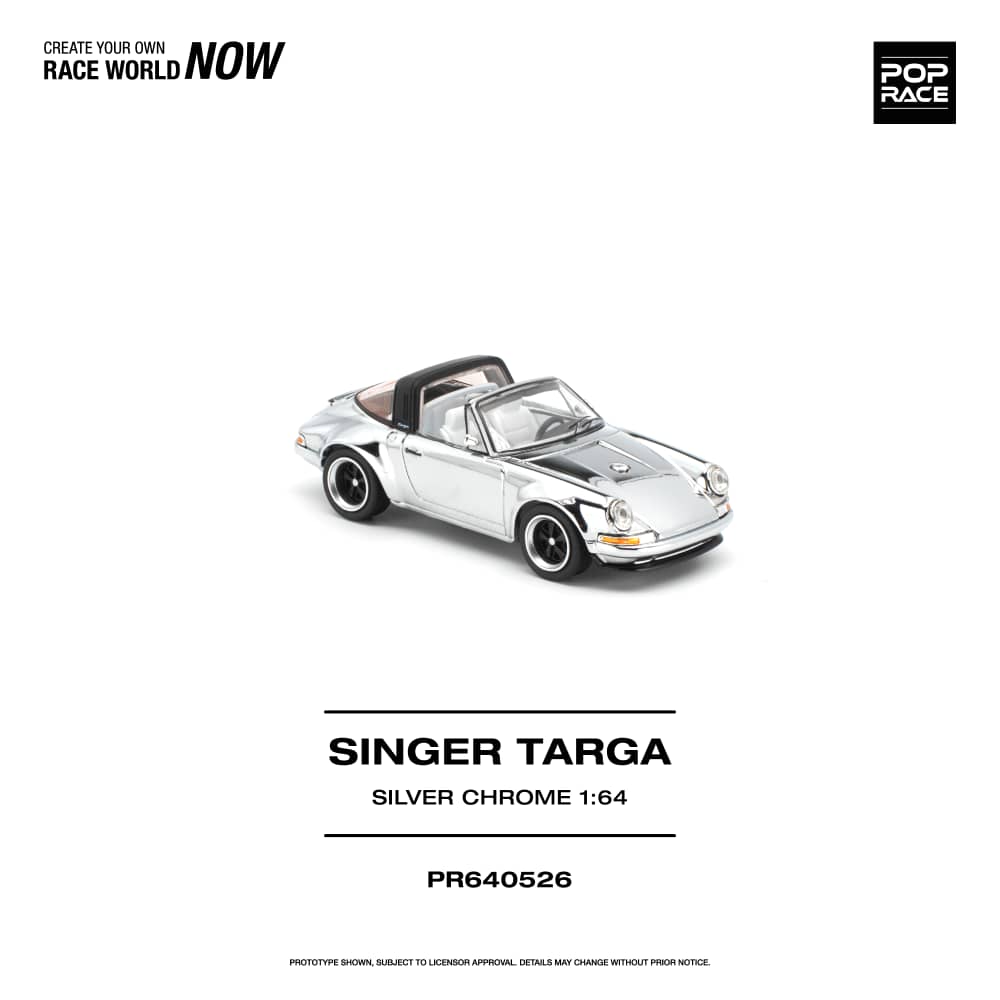 * PRE ORDER * POP RACE 1/64 SINGER TARGA SILVER CHROME PR640526