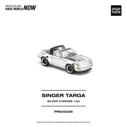 * PRE ORDER * POP RACE 1/64 SINGER TARGA SILVER CHROME PR640526