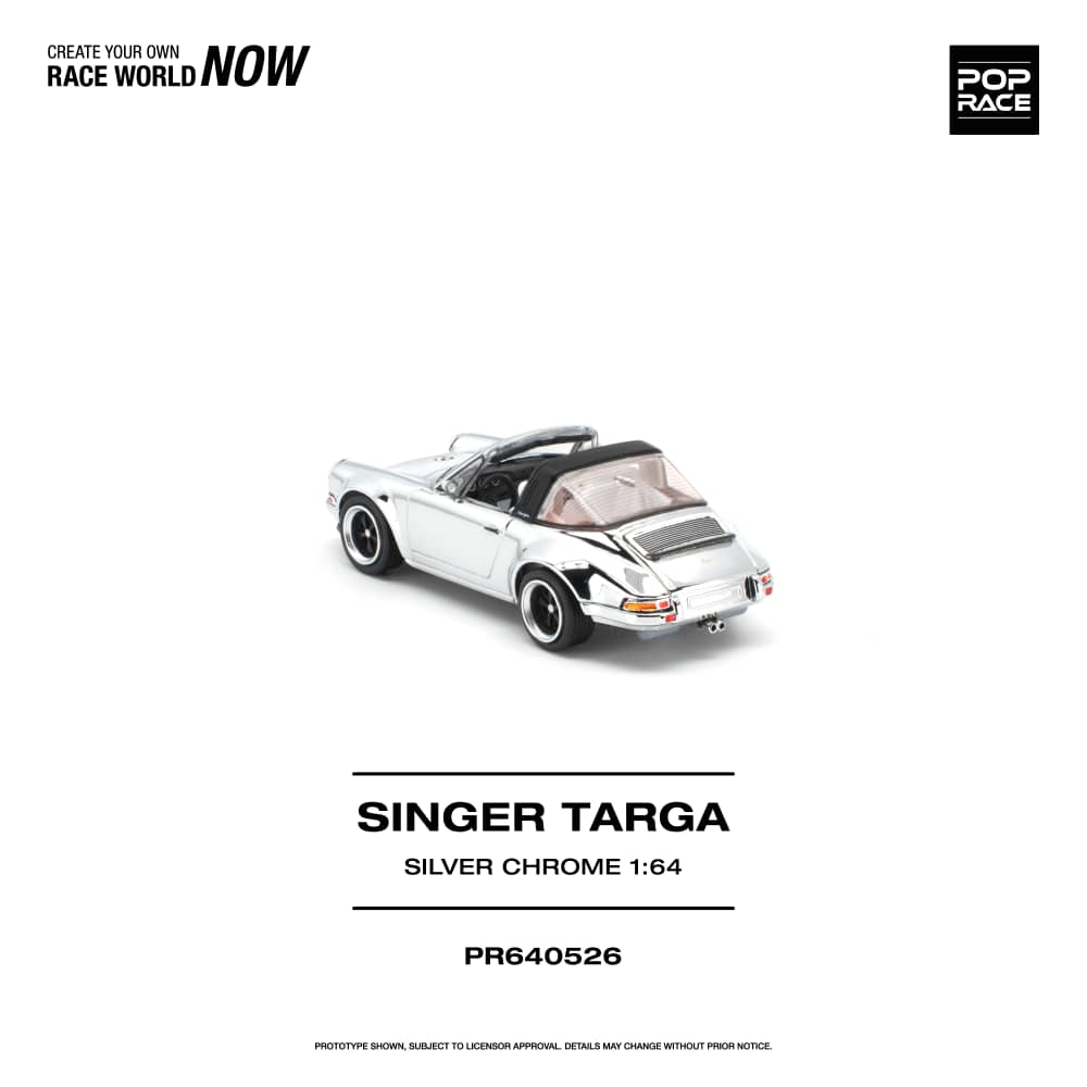 * PRE ORDER * POP RACE 1/64 SINGER TARGA SILVER CHROME PR640526