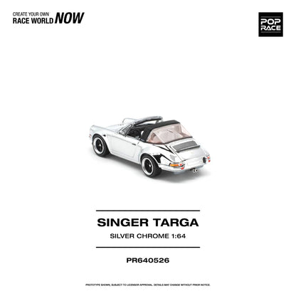 * PRE ORDER * POP RACE 1/64 SINGER TARGA SILVER CHROME PR640526