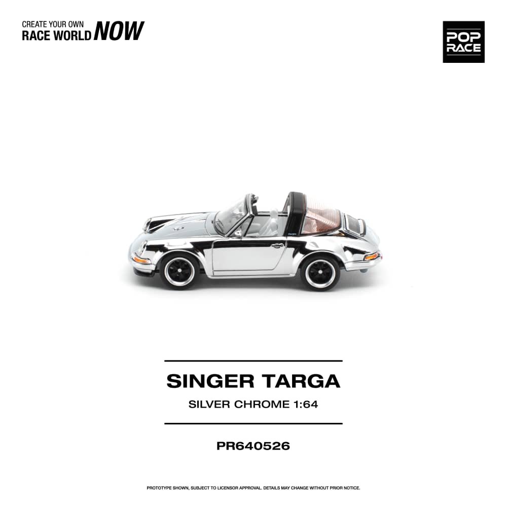 * PRE ORDER * POP RACE 1/64 SINGER TARGA SILVER CHROME PR640526