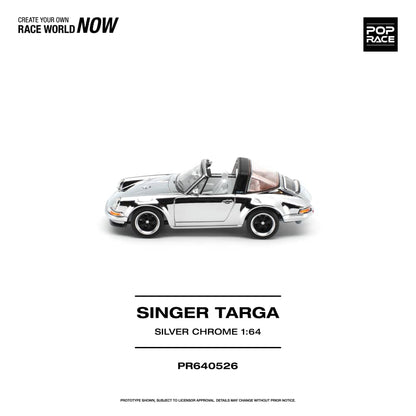 * PRE ORDER * POP RACE 1/64 SINGER TARGA SILVER CHROME PR640526