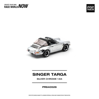 * PRE ORDER * POP RACE 1/64 SINGER TARGA SILVER CHROME PR640526